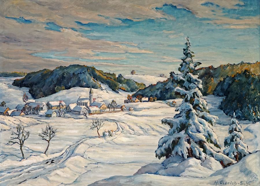 'Auerbach im Winter', von Hedwig Olbrich-Schrader